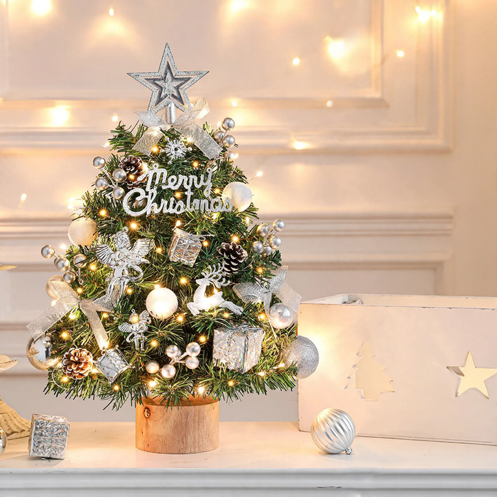 Decorative table Christmas tree with wooden stand