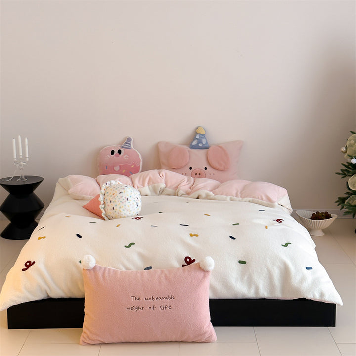 Milk fiber fleece bedding set with star pattern