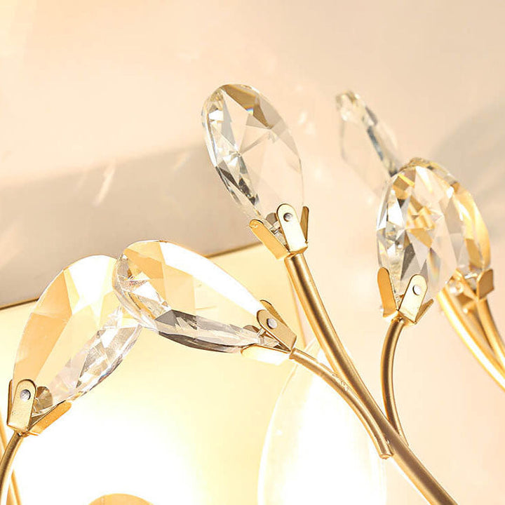 BowLift | Luminis Wall Light | Luxury Crystal Design | Leaf Motif | 1-Bulb & Modern