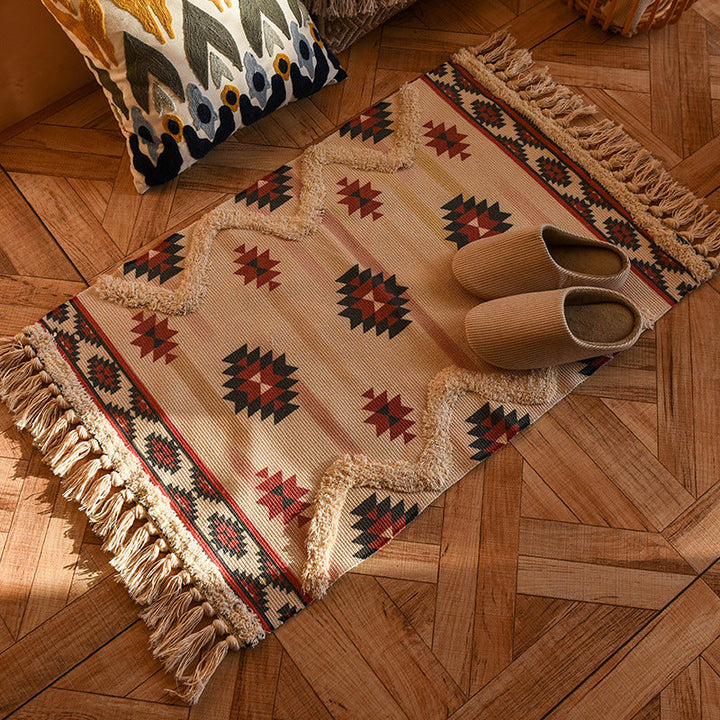 BowLift | Minimalist Cotton and Linen Tassel Woven Floor Mat