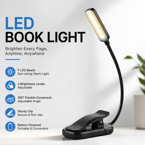 9-LED Clamp Light with Eye Protection, Rechargeable