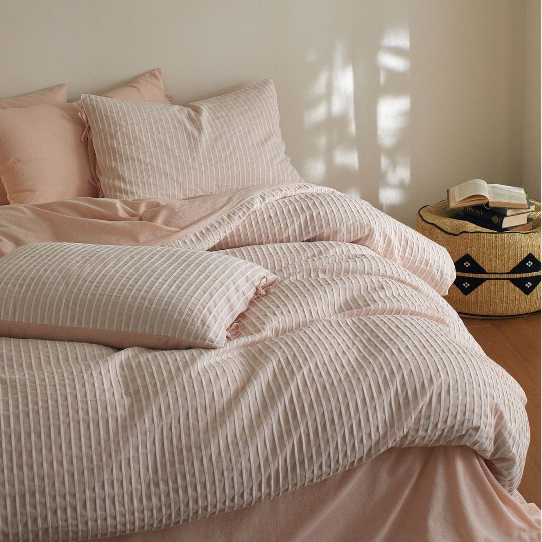 Bedding set, 4-piece, stripe jacquard