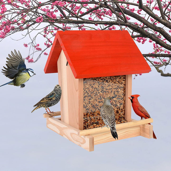 Hanging wooden birdhouse for garden and balcony