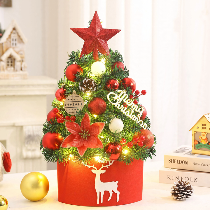 Mini Christmas tree with decoration, 45/60 cm, PVC