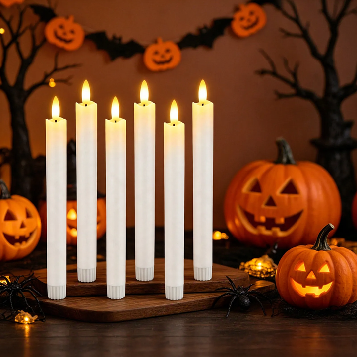 LED Taper Candles Set, 6 pieces, with remote control