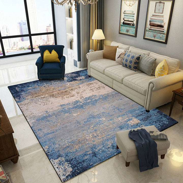 BowLift | Modern abstract rug Blue Polyester Machine washable Non-slip back Pet-friendly rug for indoors