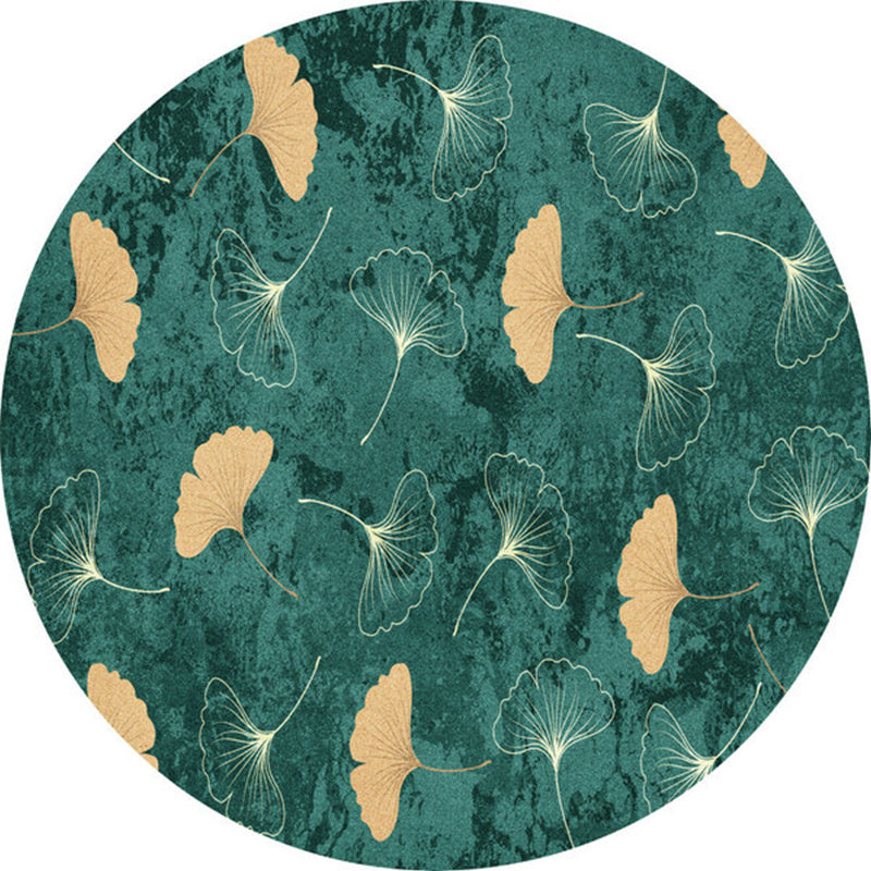 BowLift | Green Tropical Carpet Polyester Ginkgo Leaf Print Carpet Non-Slip Rug Easy Maintenance Carpet for Home