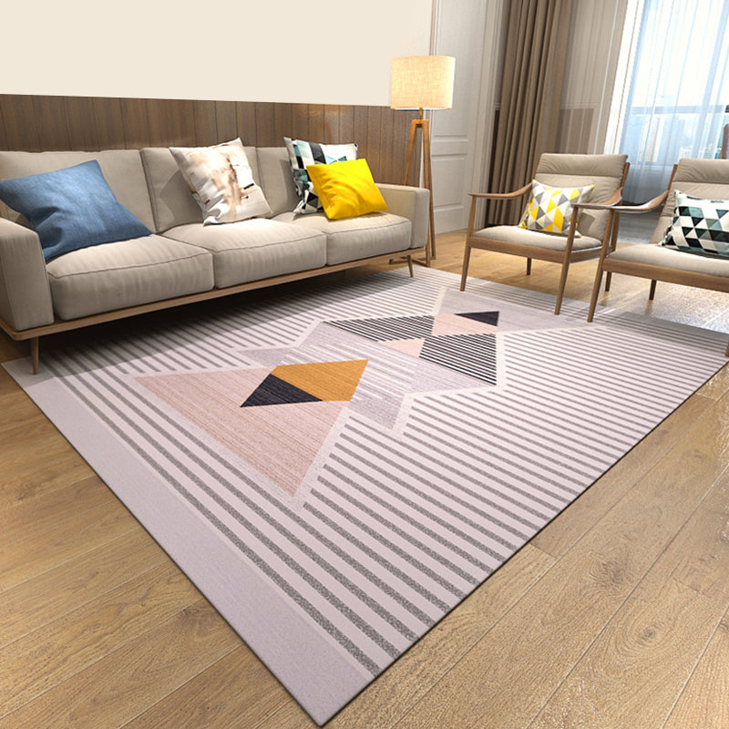 Colorful Geometric Pattern Modern Rugs Polyester Pet-Friendly Living Room Rugs | Bowlift