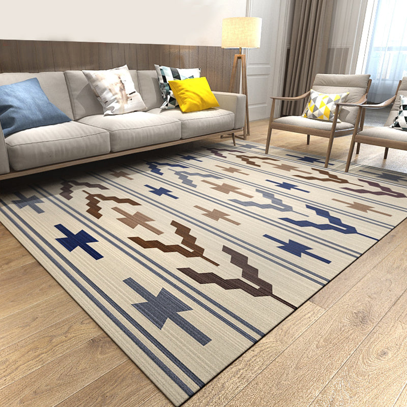Colorful Geometric Pattern Modern Rugs Polyester Pet-Friendly Living Room Rugs | Bowlift