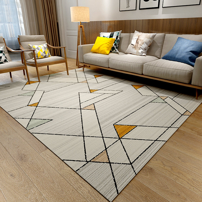 Colorful Geometric Pattern Modern Rugs Polyester Pet-Friendly Living Room Rugs | Bowlift