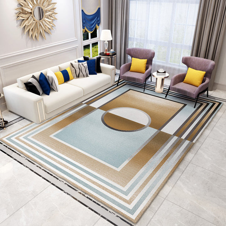 Modernist rug with multicolored geometric design pet-friendly polyester rug for the room | Bowlift