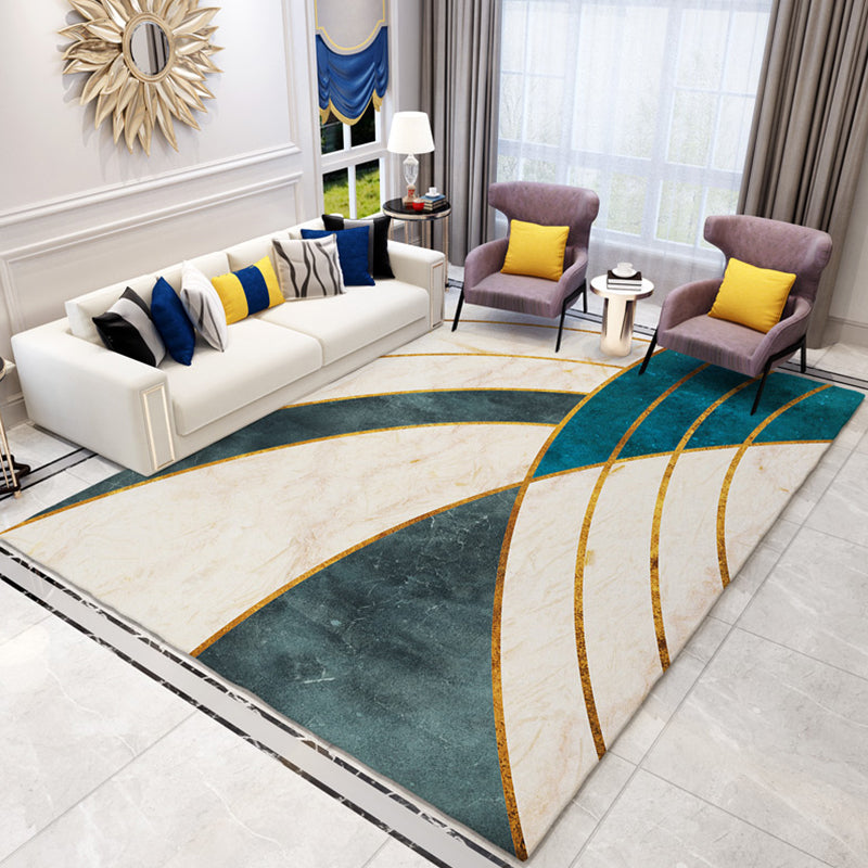 Modernist rug with multicolored geometric design pet-friendly polyester rug for the room | Bowlift