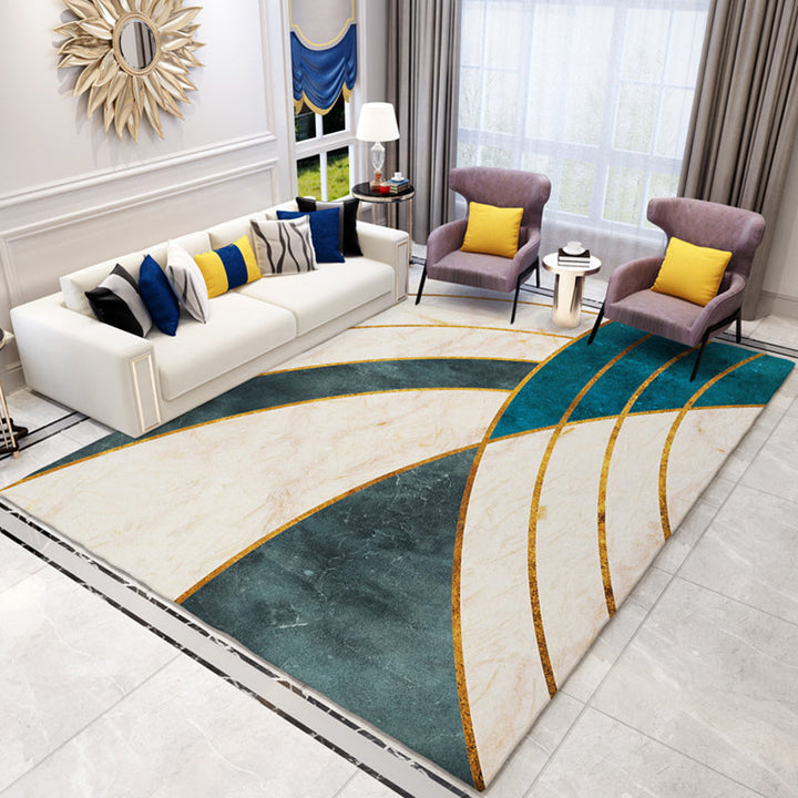 Modernist rug with multicolored geometric design pet-friendly polyester rug for the room | Bowlift