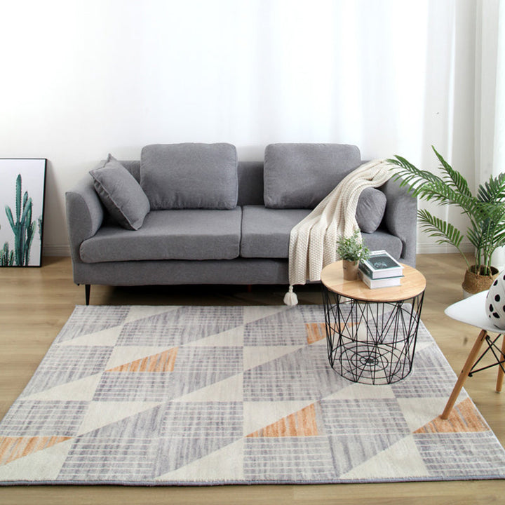 Modernist rug with multicolored geometric design pet-friendly polyester rug for the room | Bowlift