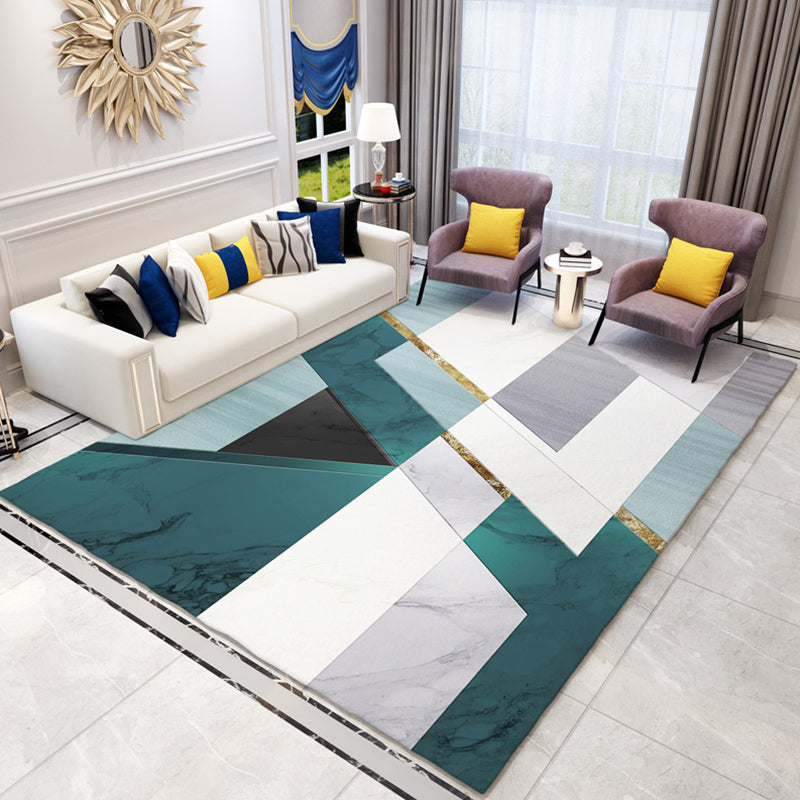 Modernist rug with multicolored geometric design pet-friendly polyester rug for the room | Bowlift