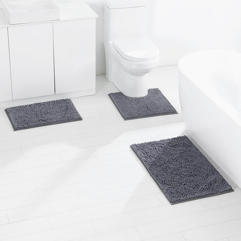 Luxurious Microfiber Bathroom Mat Set Bowlift