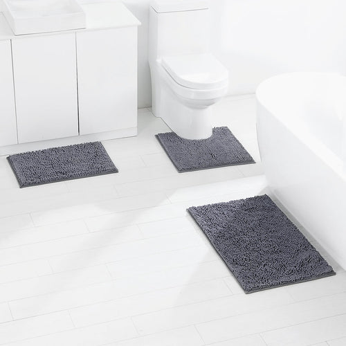 Luxurious Microfiber Bathroom Mat Set Bowlift