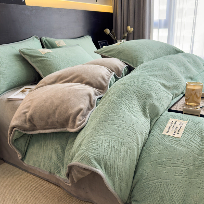 Milk fiber bedding set, 4-piece, double-sided