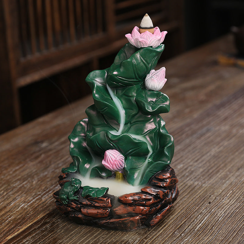 Lotus Leaf Fountain Incense Burner