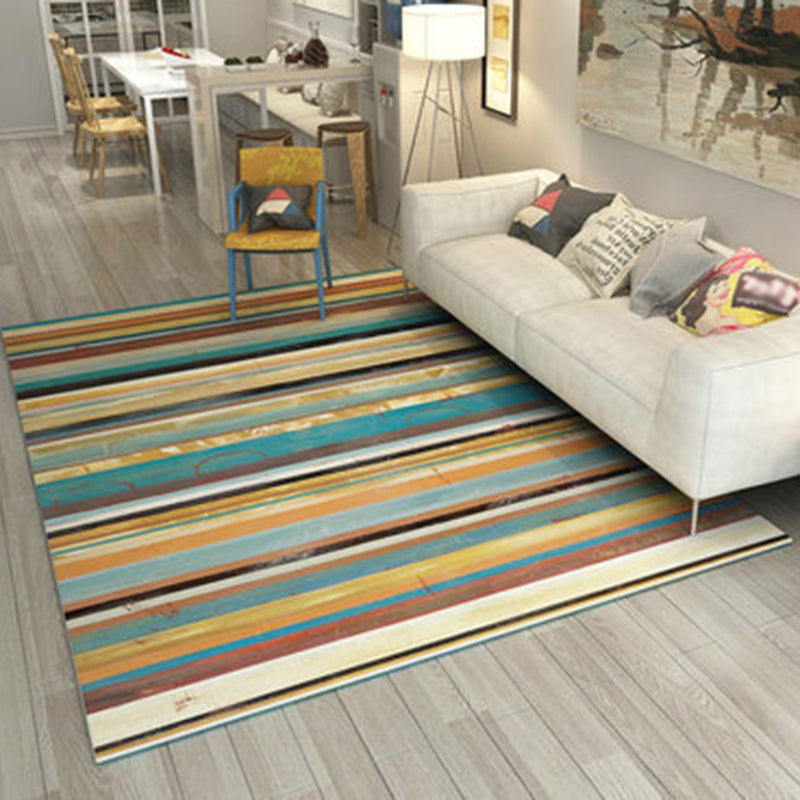 BowLift | Multicolored Bedroom Carpet Novelty Striped Pattern Carpet Polyester Washable Carpet