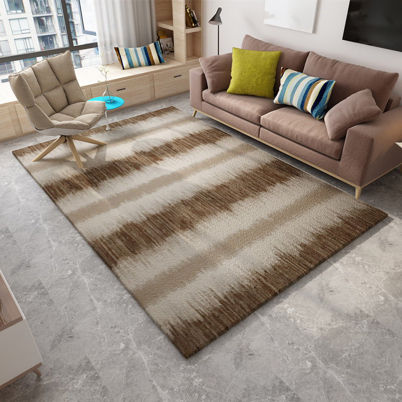 BowLift | Modern Living Room Rug in Brown Abstract Triangle Circle Stripe Pattern Rug Polyester Washable Area Rug