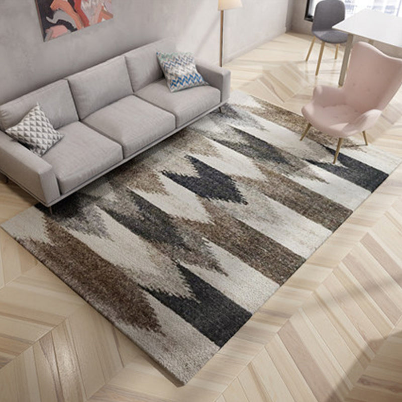 BowLift | Modern Living Room Rug in Brown Abstract Triangle Circle Stripe Pattern Rug Polyester Washable Area Rug