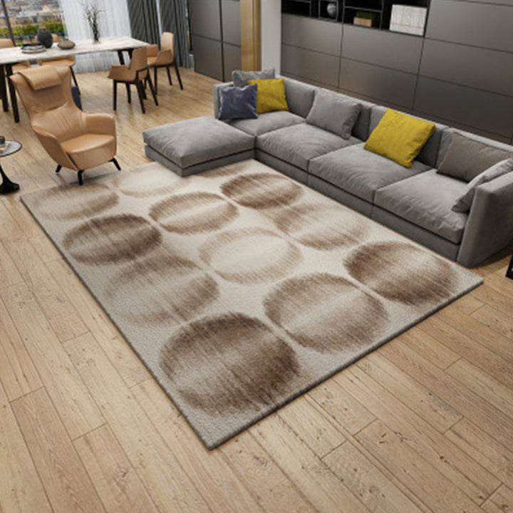 BowLift | Modern Living Room Rug in Brown Abstract Triangle Circle Stripe Pattern Rug Polyester Washable Area Rug