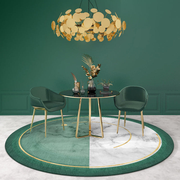 BowLift | Green circles pattern carpet polyester modern rug washable non-slip pet-friendly rug for the living room