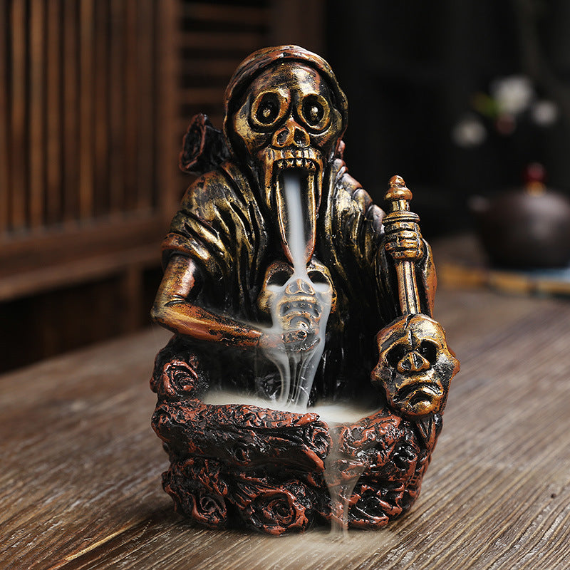 Artistic Skull-Themed Incense Holder