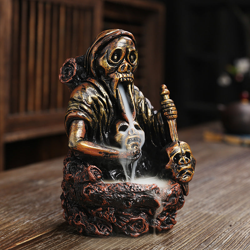 Artistic Skull-Themed Incense Holder