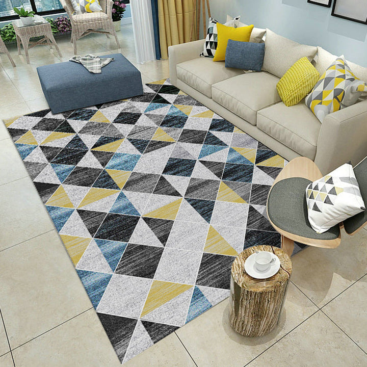 Unique geometric color block print Multicolor Modern rug Polyester Washable rug for bedroom | Bowlift