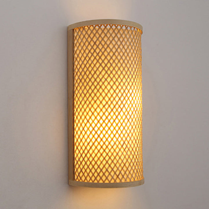 BowLift | Half-cylindrical wall lamp for flush mounting Minimalist bamboo 1 head hallway wall light in beige