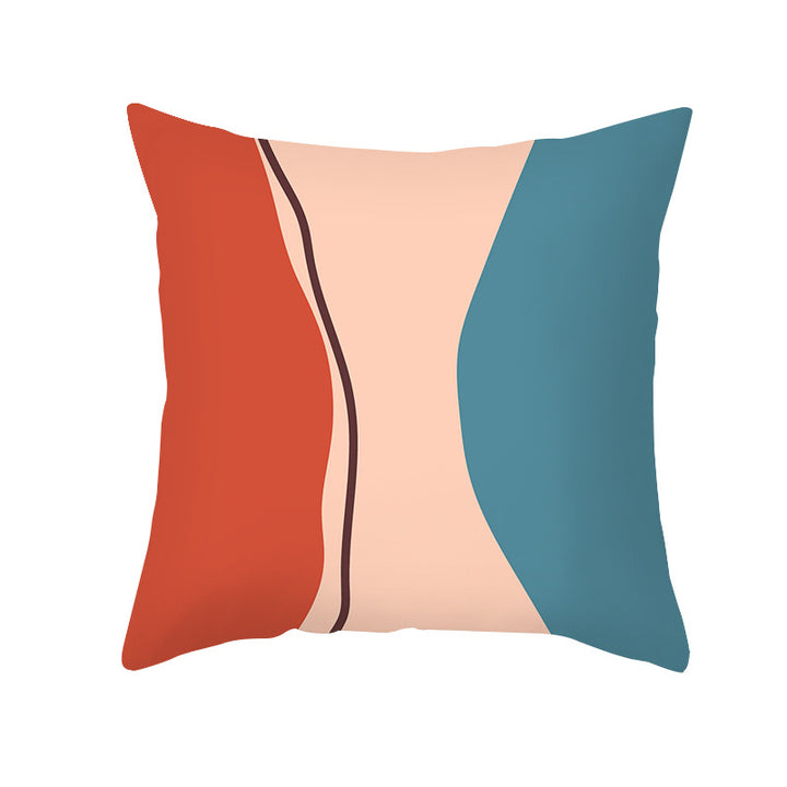 Mid-Century Abstract Botanical Square Cushion Cover Linen-Blend Decorative Pillowcase