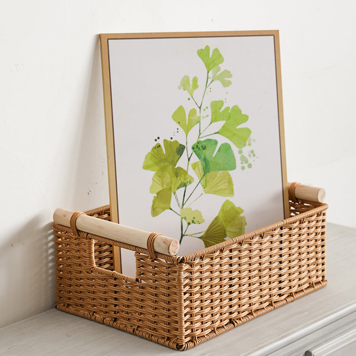 Decorative Woven Storage Basket with Handles Bowlift