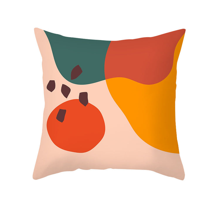 Mid-Century Abstract Botanical Square Cushion Cover Linen-Blend Decorative Pillowcase