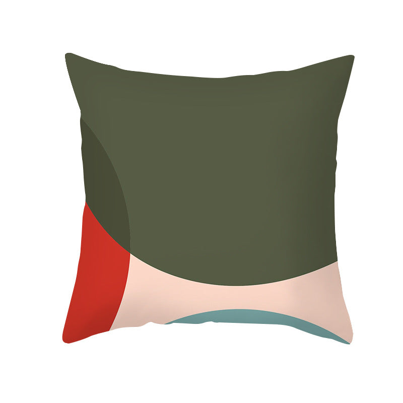 Mid-Century Abstract Botanical Square Cushion Cover Linen-Blend Decorative Pillowcase
