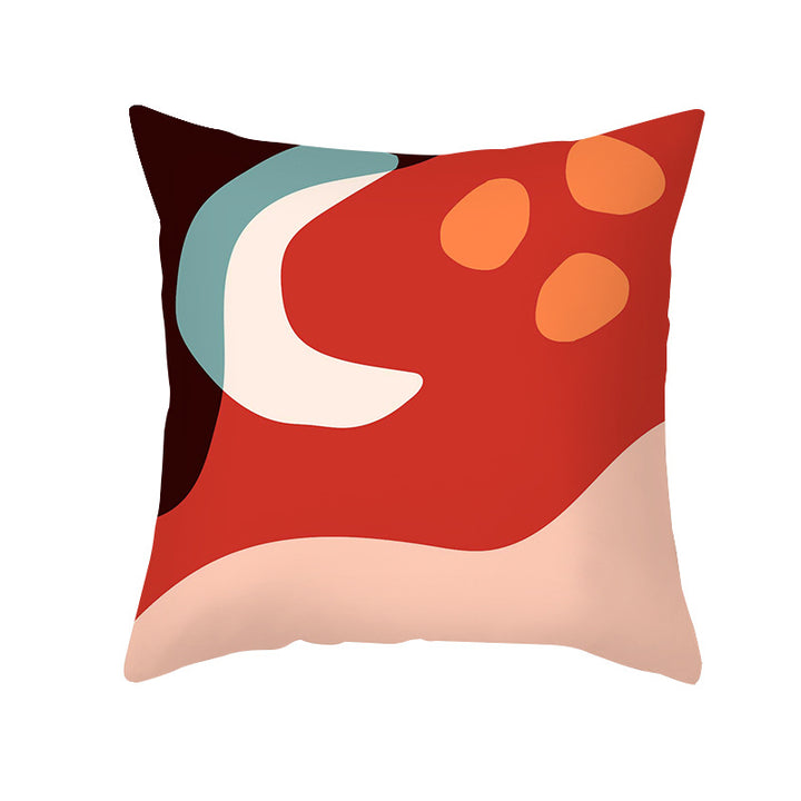 Mid-Century Abstract Botanical Square Cushion Cover Linen-Blend Decorative Pillowcase