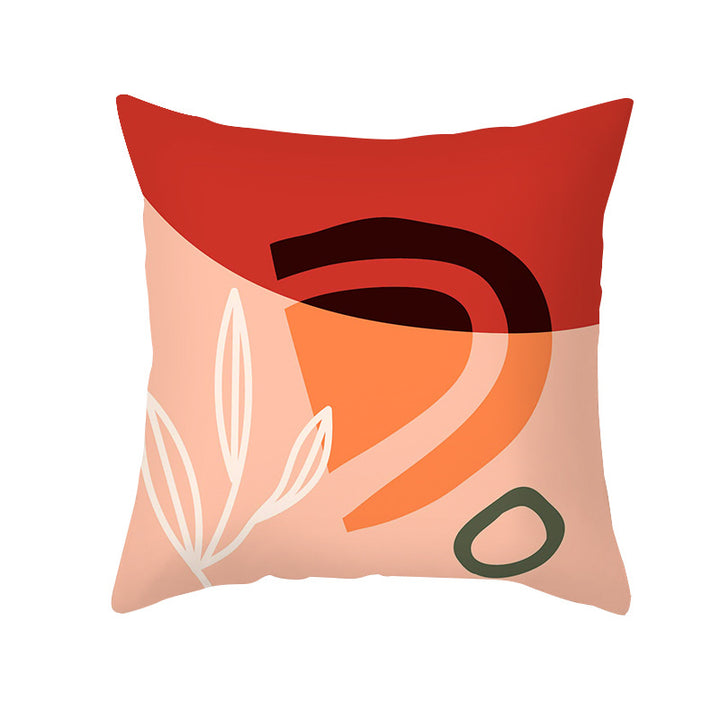 Mid-Century Abstract Botanical Square Cushion Cover Linen-Blend Decorative Pillowcase