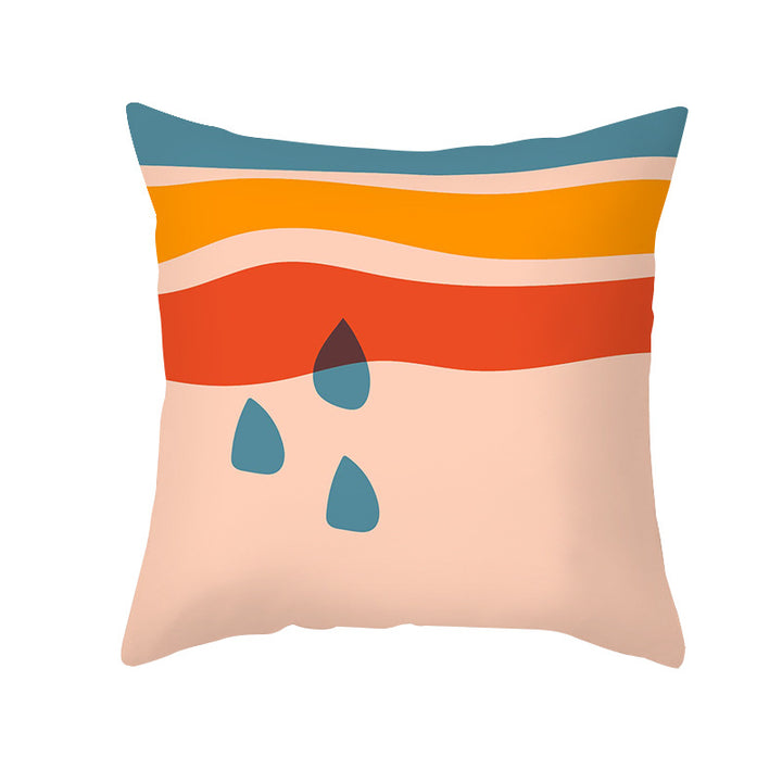 Mid-Century Abstract Botanical Square Cushion Cover Linen-Blend Decorative Pillowcase