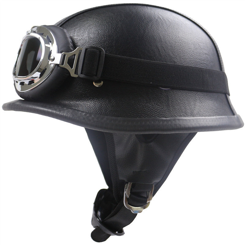 Vintage Leather Motorcycle Helmet Bowlift