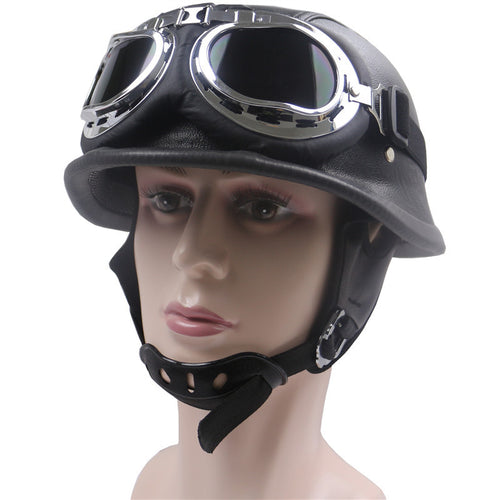 Vintage Leather Motorcycle Helmet Bowlift