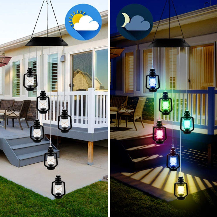 LED Solar Butterfly Wind Chime Garden Hanging Light Bowlift