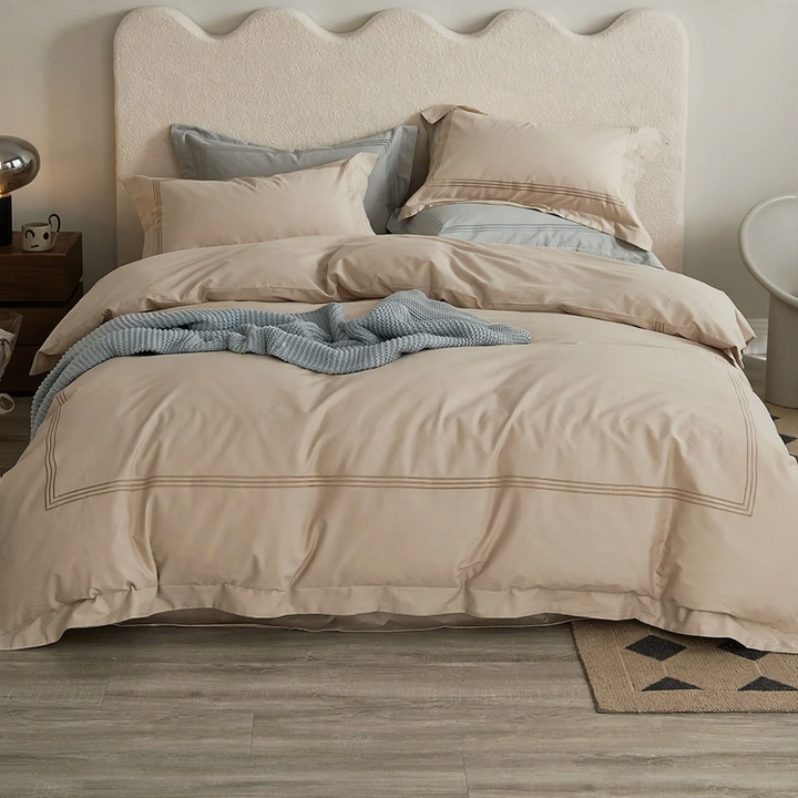 Minimalist Cotton Bedding Set with Embroidery