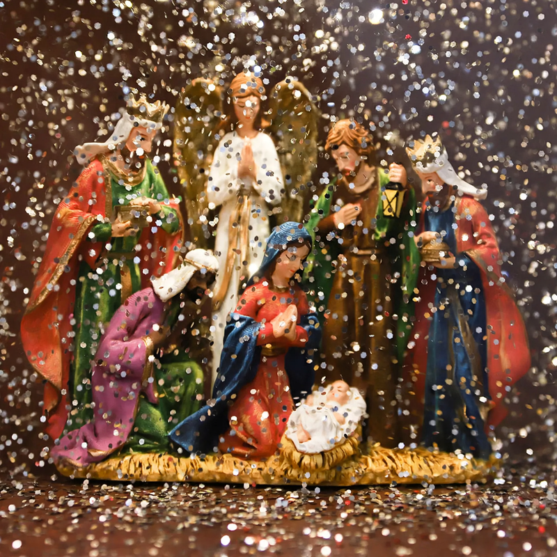 Christmas Nativity Music Box with Snow Effect