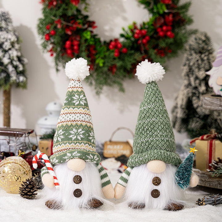 Christmas elf figure with knitted hat and lighting