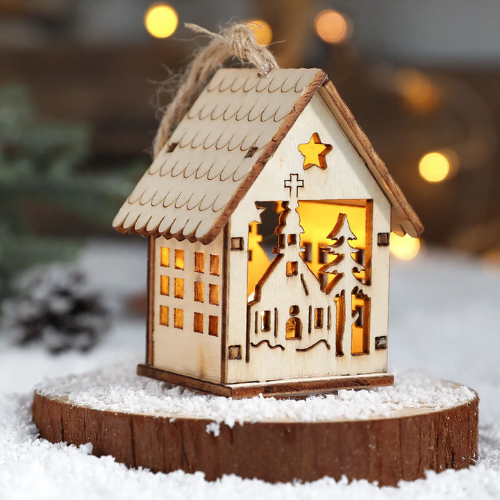 Decorative LED wooden cabin for Christmas atmosphere