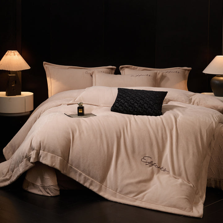 Heavy Milk Fiber Fleece Bedding Set, Solid Color