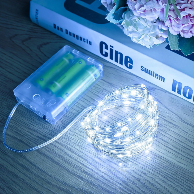LED Copper Wire String Lights with Battery Box