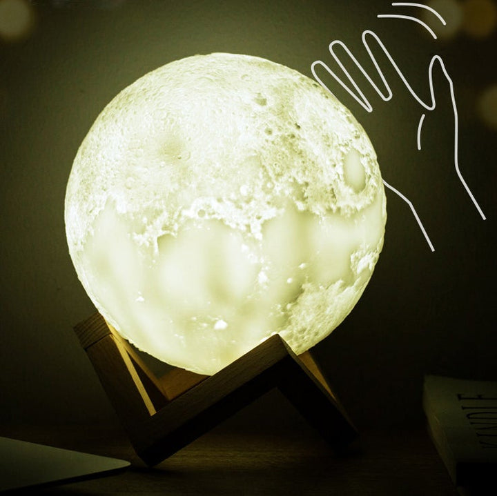 BowLift | Creative Mini Rechargeable 3D Printed Moon 1-Light LED Table Lamp