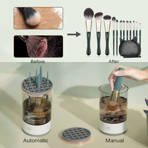 BowLift | 3-in-1 Cosmetic Brush Cleaner Machine - Electric Makeup Brush Cleaner Device